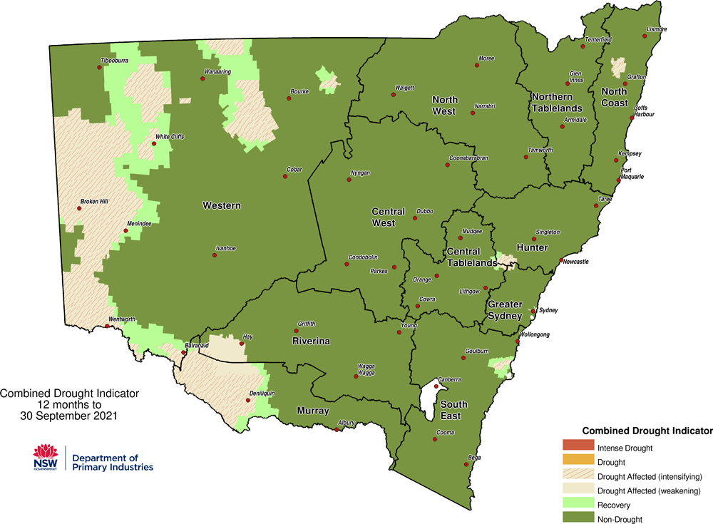 Figure 1. Verified NSW Combined Drought Indicator to 30 September 2021