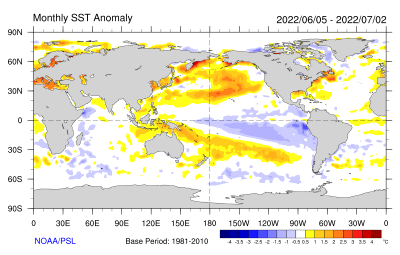 Figure 30. Monthly sea surface temperature anomalies (Source: NOAA)