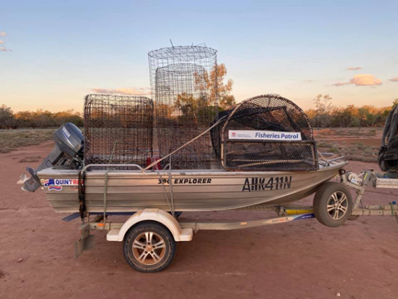 Illegal wire fish traps seized from a north western NSW river