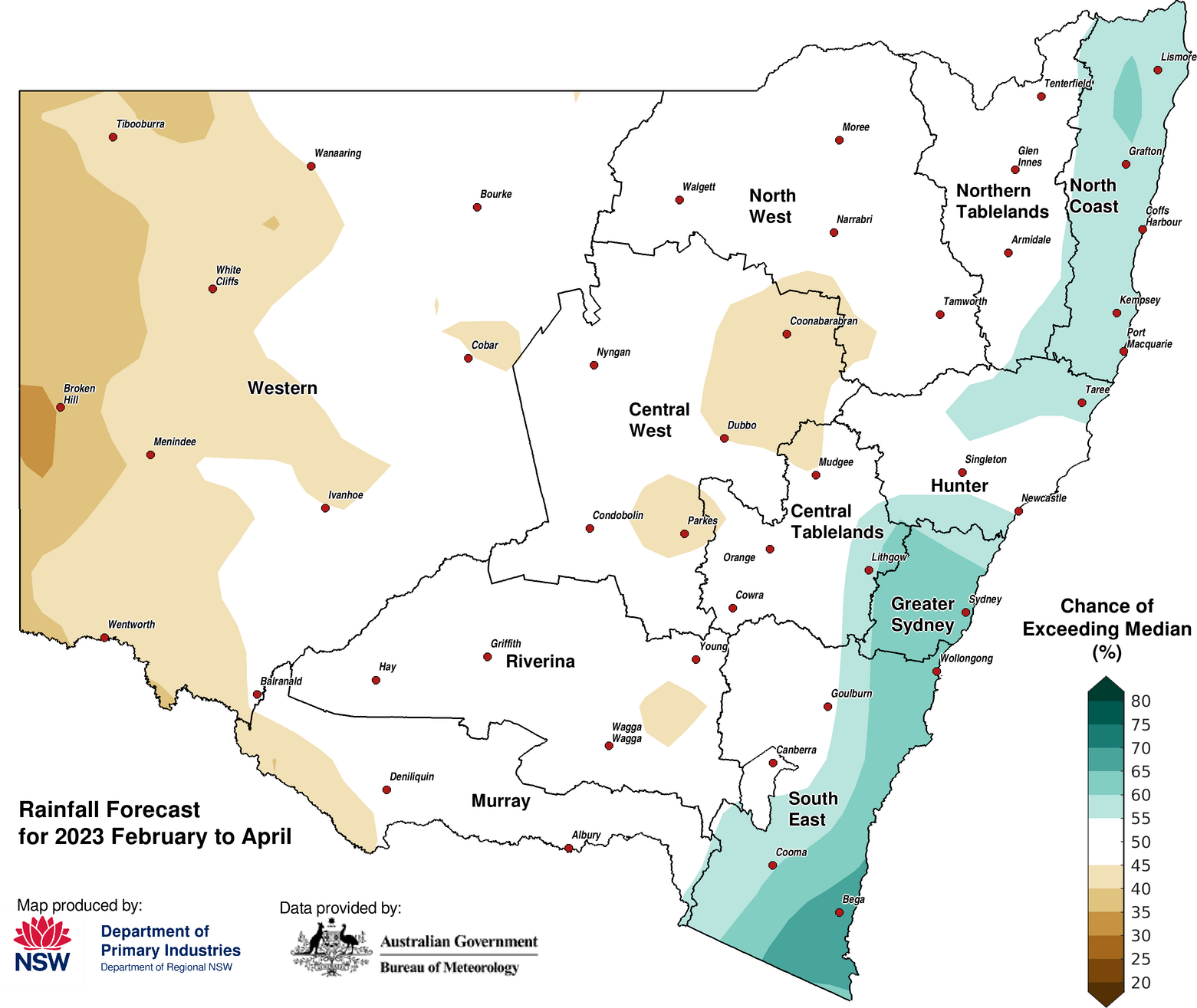 Figure 26. Seasonal rainfall outlook for NSW issued on 5 January 2023