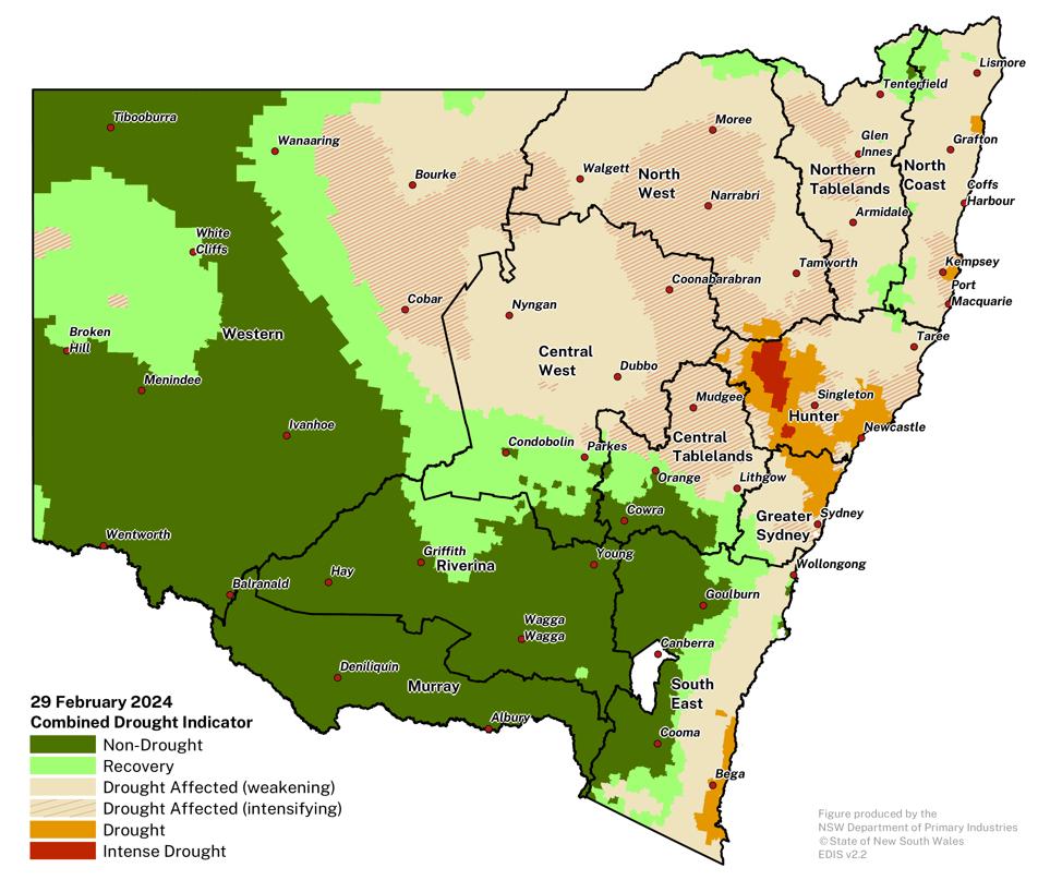 Figure 1. Verified NSW Combined Drought Indicator to 29 February 2024