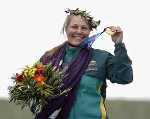 Suzy Balogh after winning gold in the Olympic women's trap shooting.