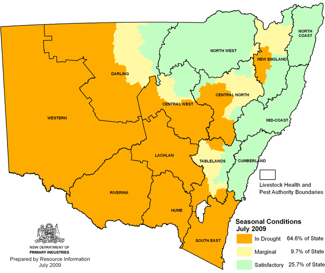 NSW drought map July 2009