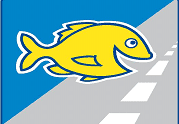 Fish friendly road crossing sign.