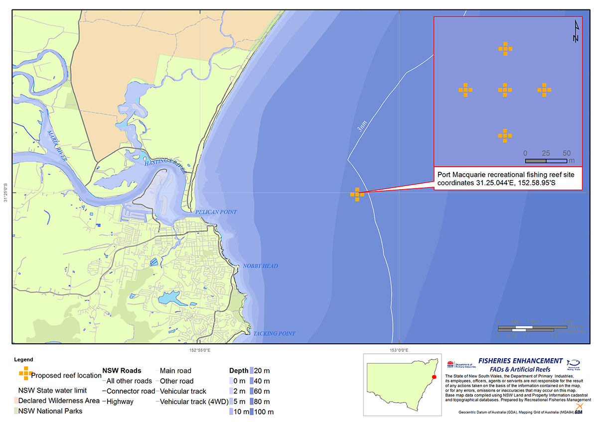 Port Macquarie reef location