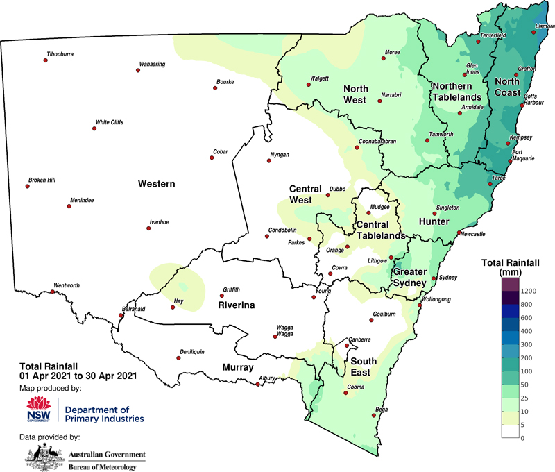 Figure 2b. Total rainfall April 2021