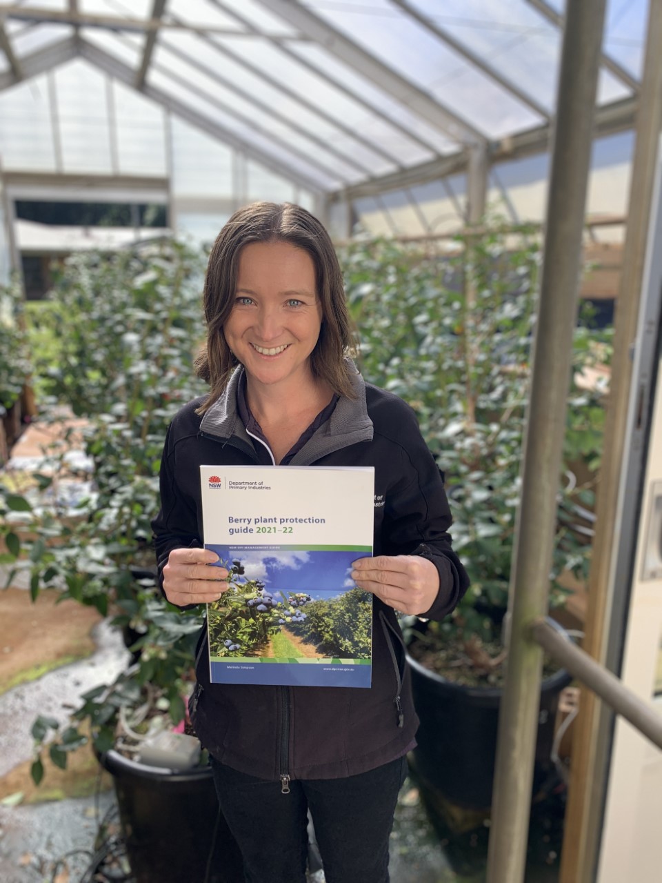 NSW DPI berry development officer Melinda Simpson with the new Berry Plant Protection Guide.