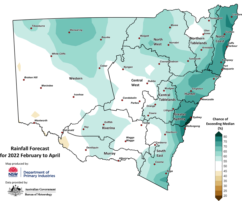Figure 26. Seasonal rainfall outlook for NSW issued on 06 January 2022