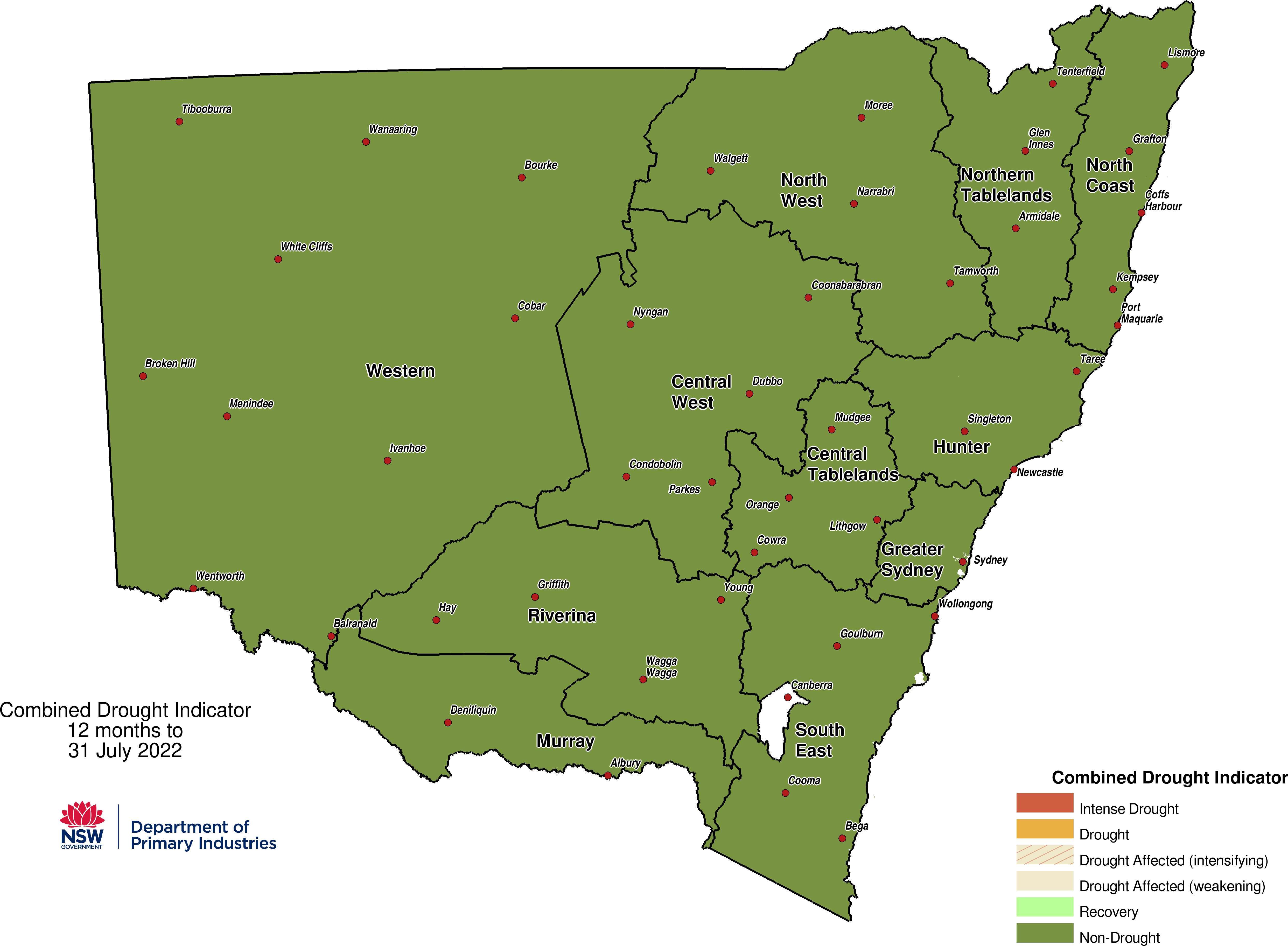 Figure 1. Verified NSW Combined Drought Indicator to 31 July 2022