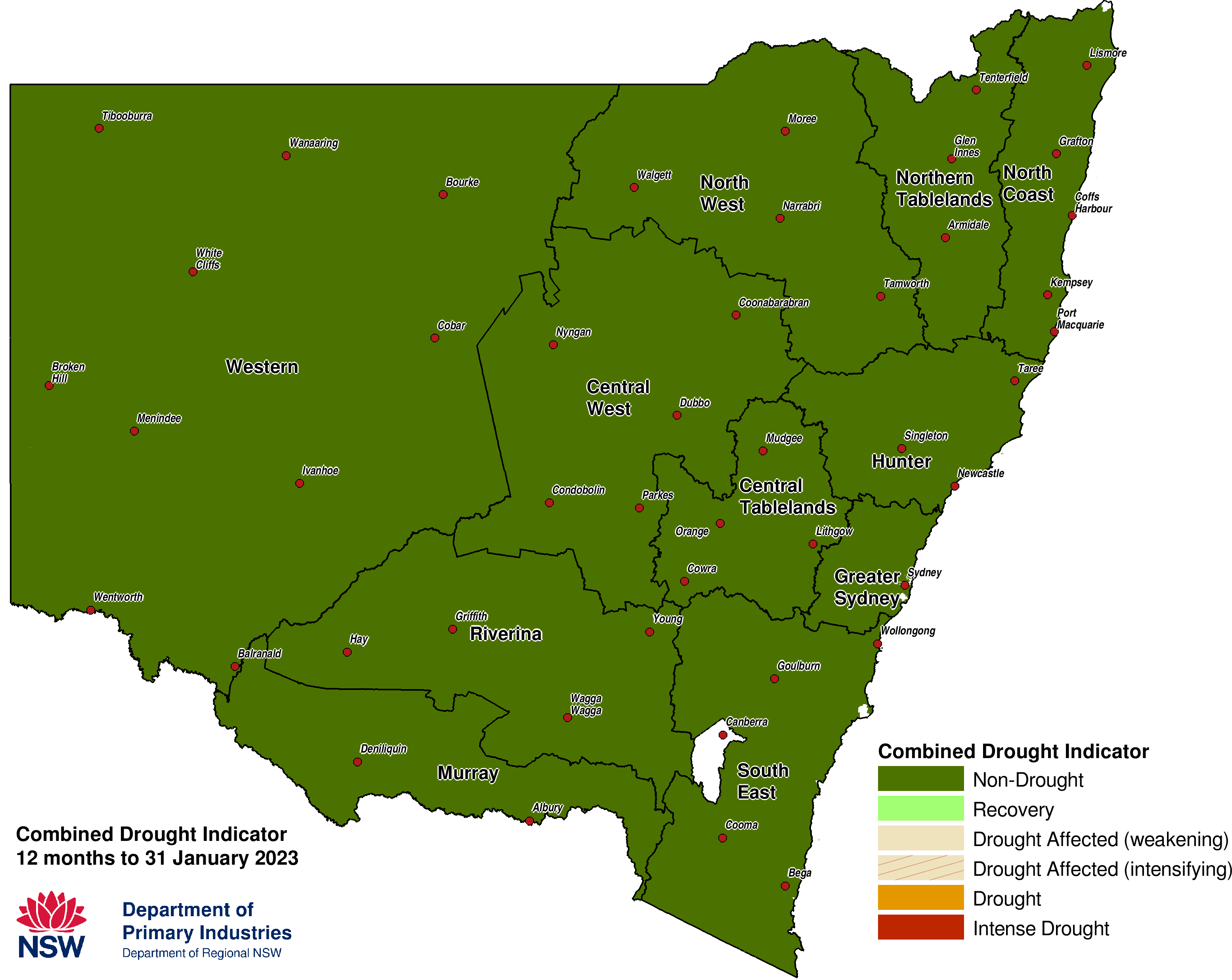 Figure 1. Verified NSW Combined Drought Indicator to 31 January 2023