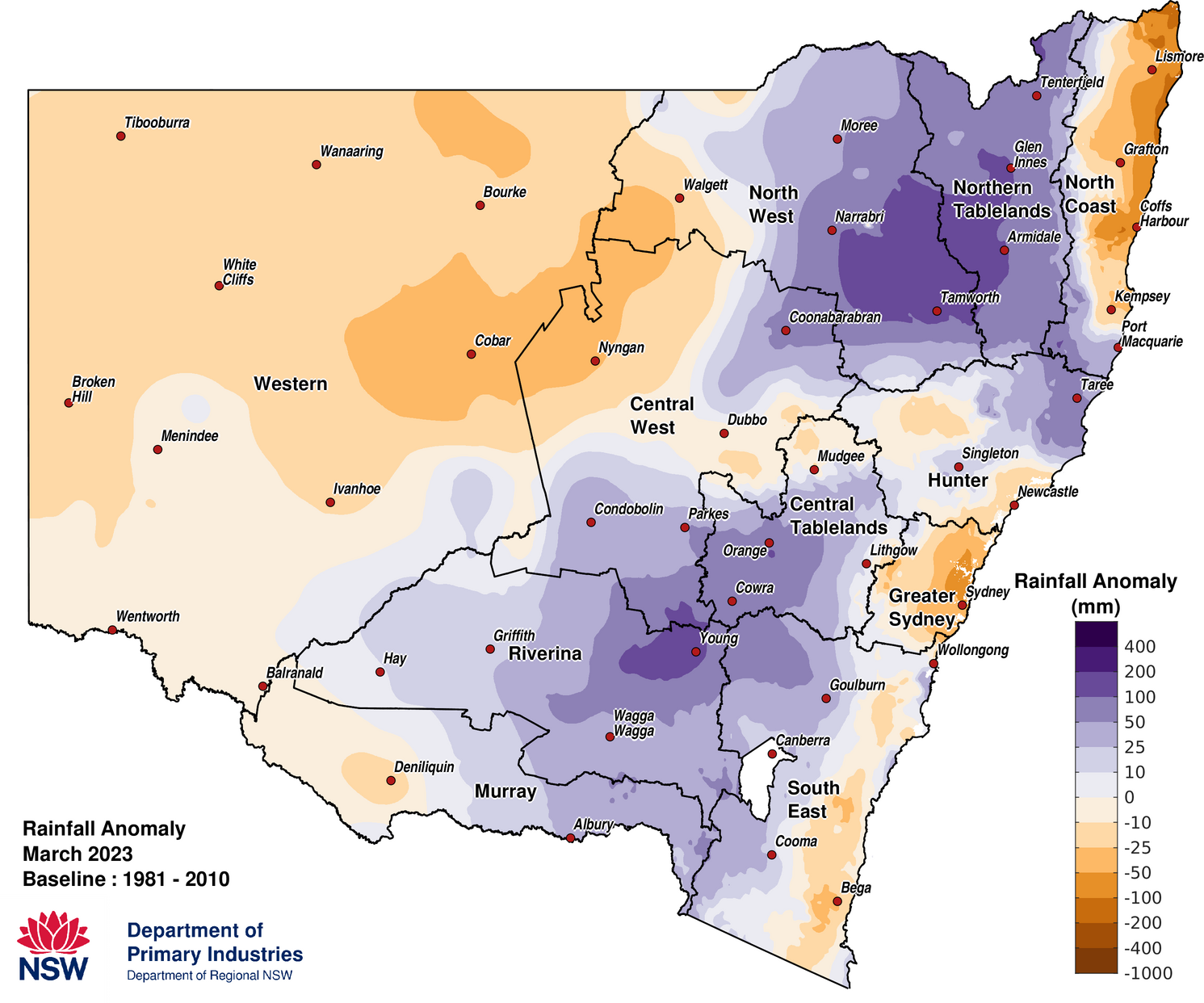 Figure 2a. Rainfall anomaly – March 2023