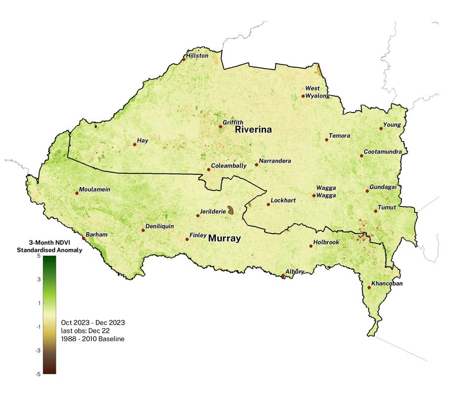 Figure 19. NDVI anomaly map for the Murray and Riverina LLS regions 