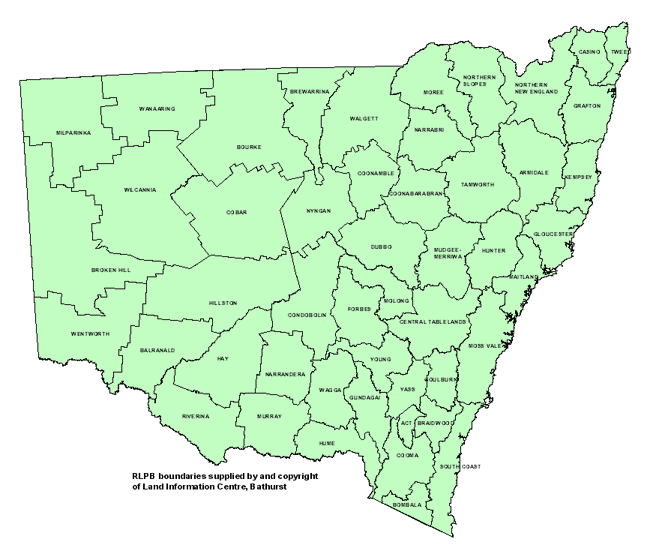 Map showing areas of NSW suffering drought conditions as at April 2001