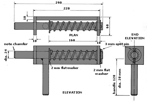 Details of spring over bolt latch shown Figure 1
