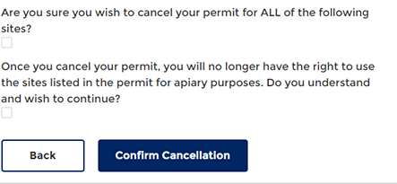 cancelling a permit screenshot