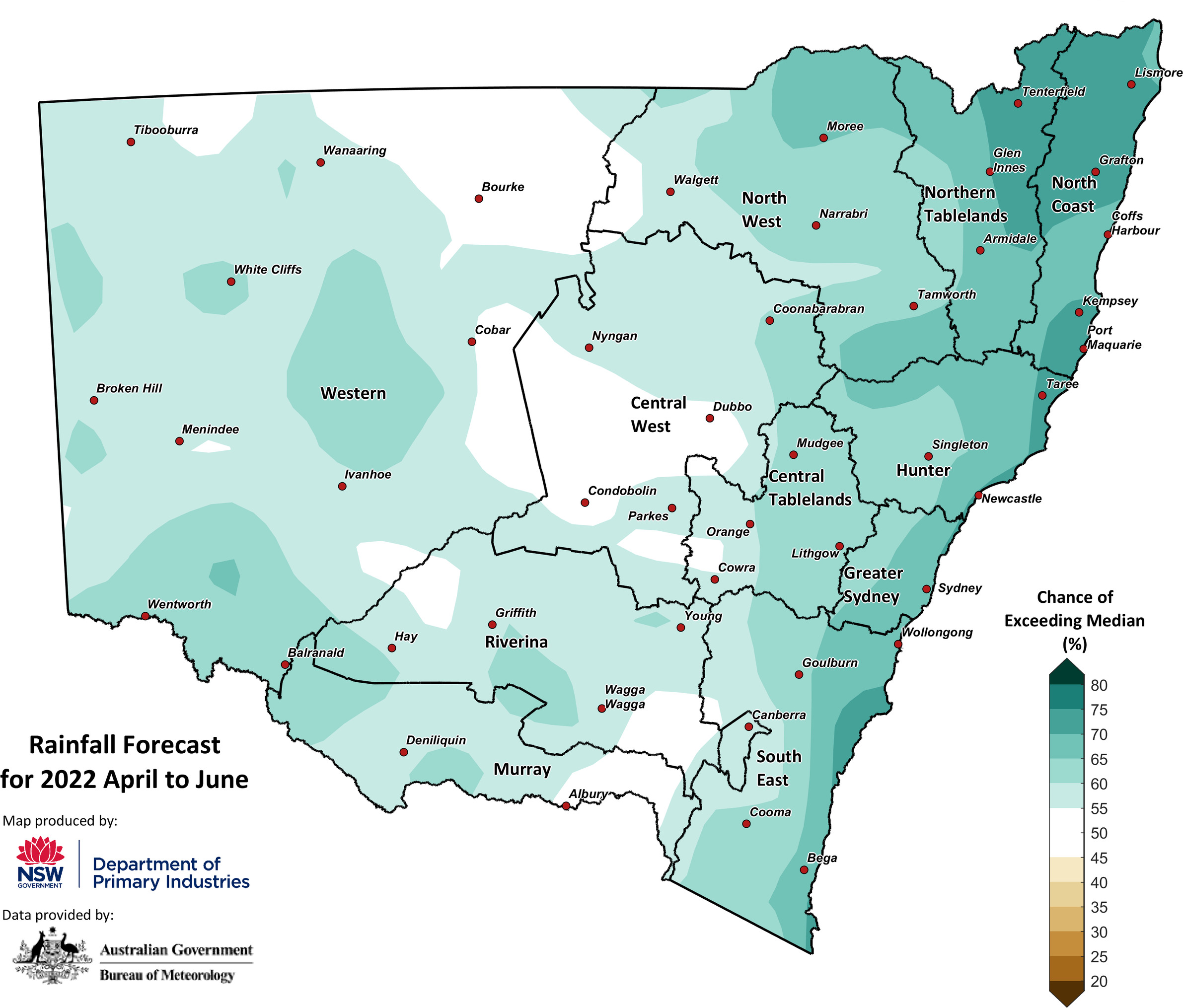 Figure 26. Seasonal rainfall outlook for NSW issued on 31 March 2022