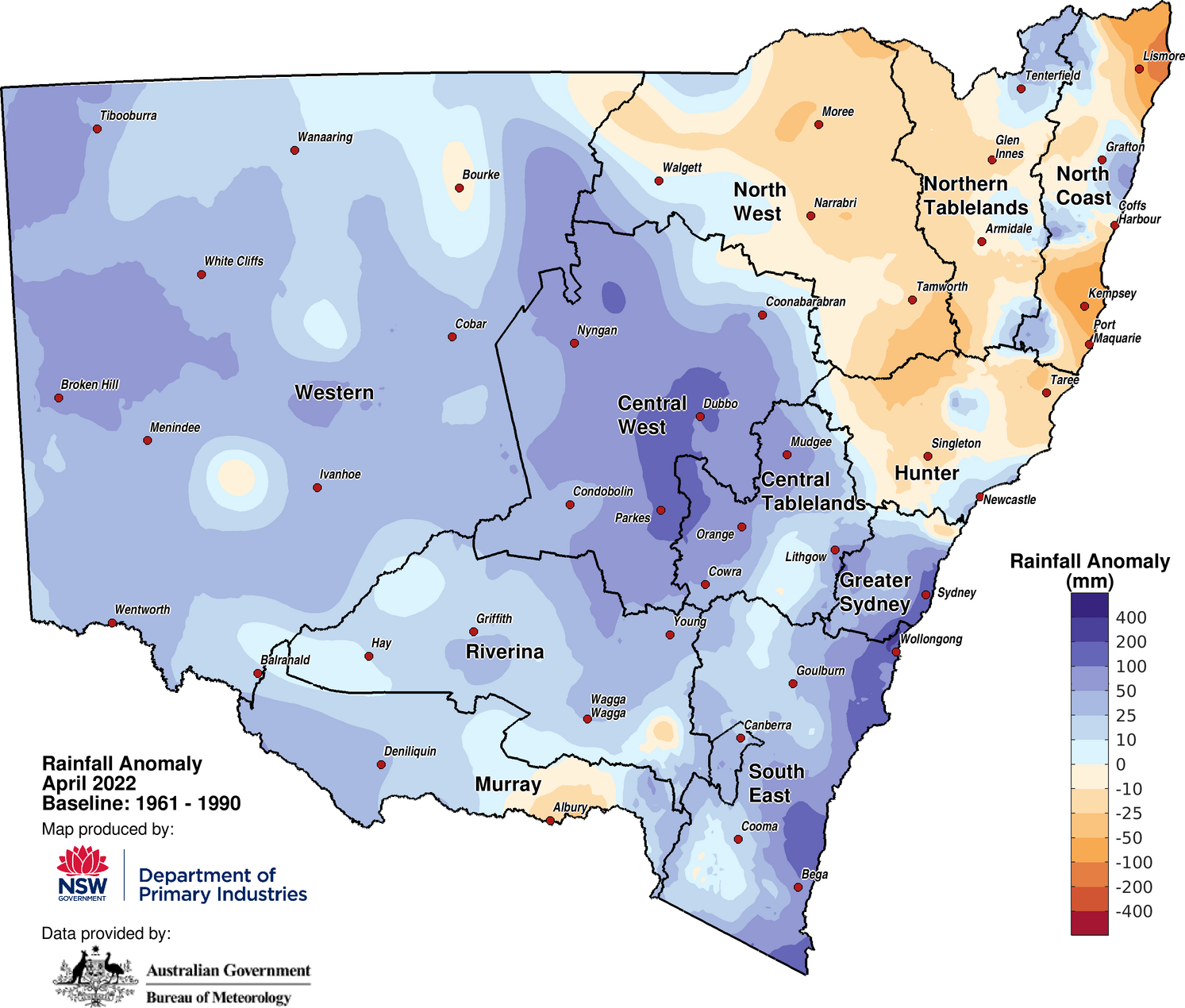 Figure 2a. Rainfall anomaly – April 2022