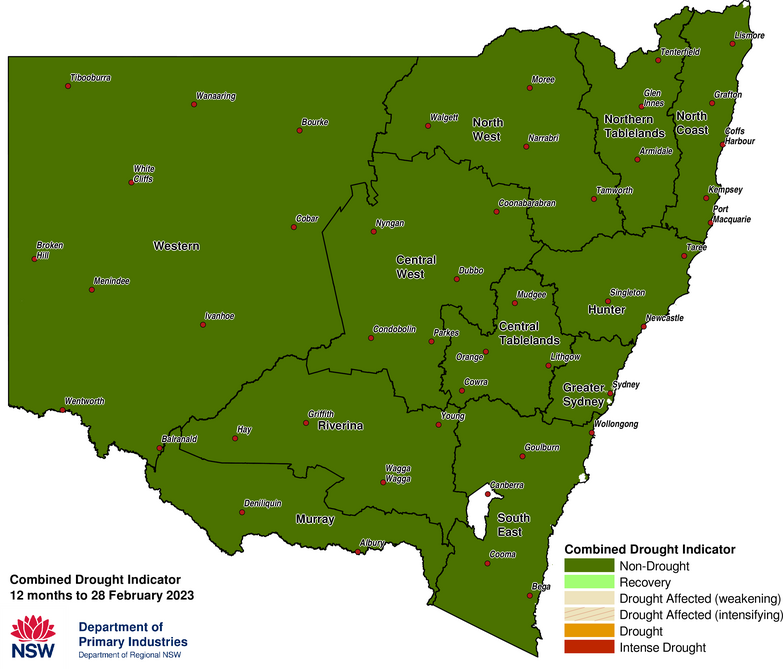 Figure 1. Verified NSW Combined Drought Indicator to 28 February 2023