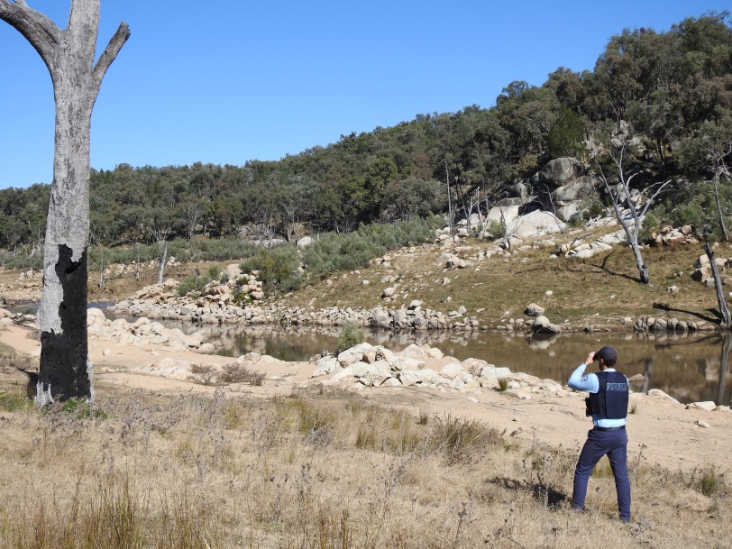 A DPI Fisheries officer on the look-out for anglers targeting Murray cod upstream of Copeton Dam