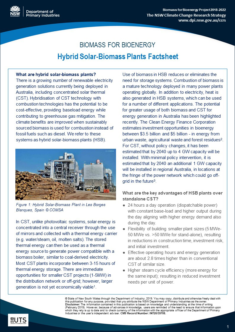 Hybrid Solar-Biomass Plants Factsheet