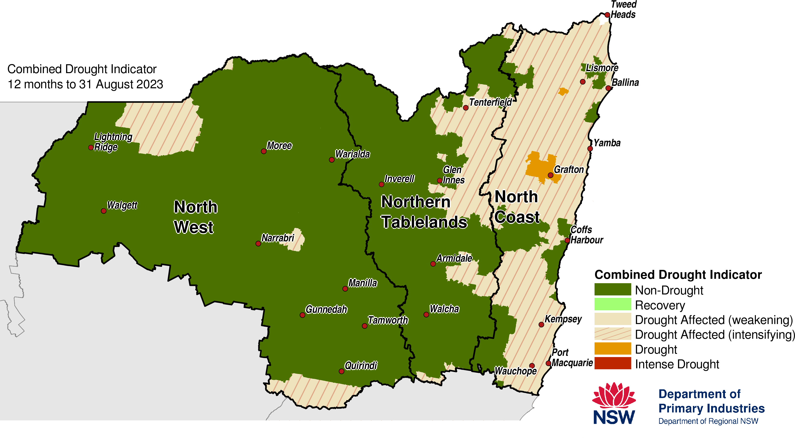 Figure 24. Combined Drought Indicator for the North West, Northern Tableland and North Coast regions