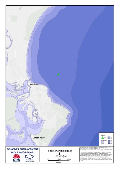 Forster offshore artificial reef map