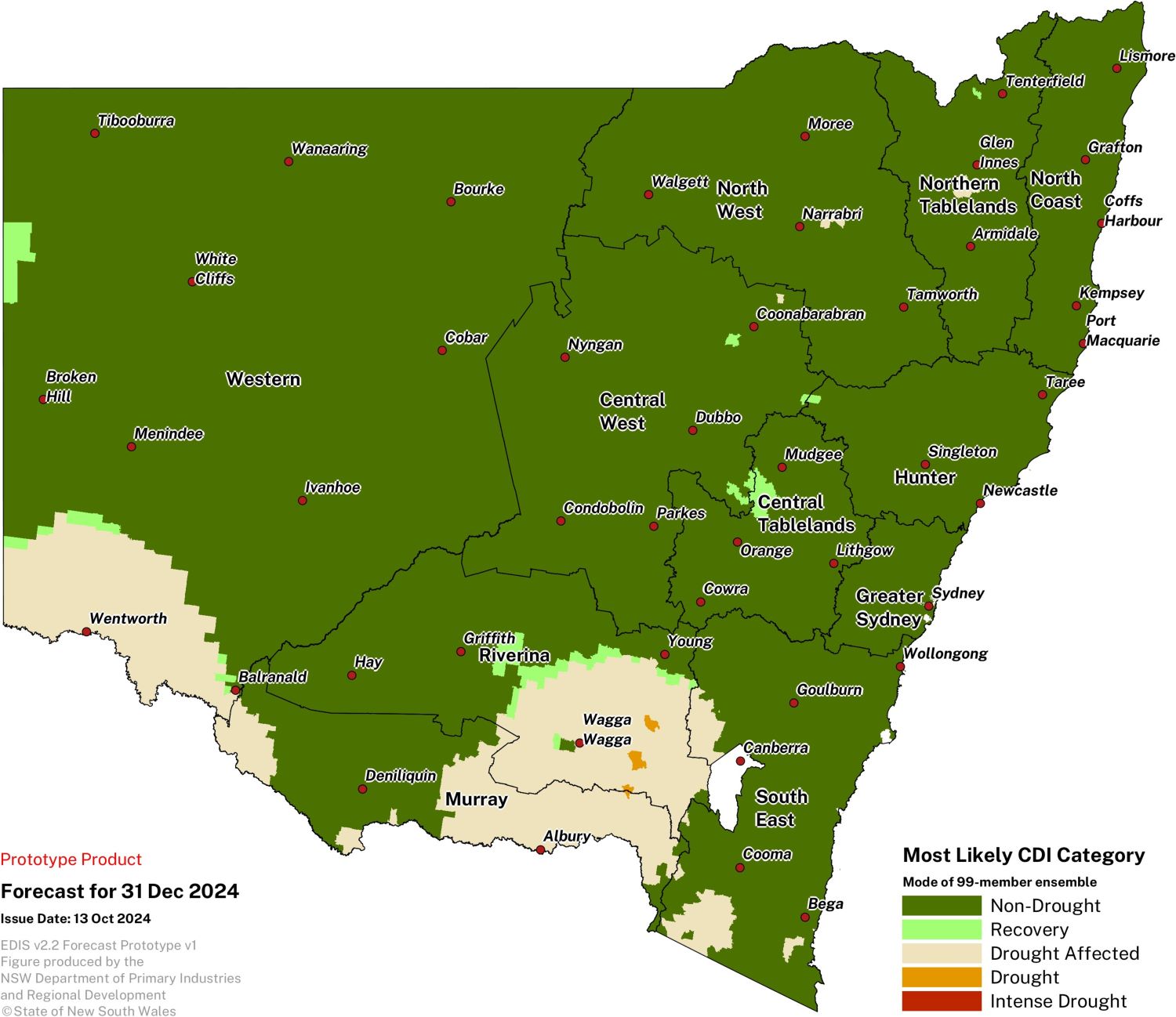 Map of most likely CDI category