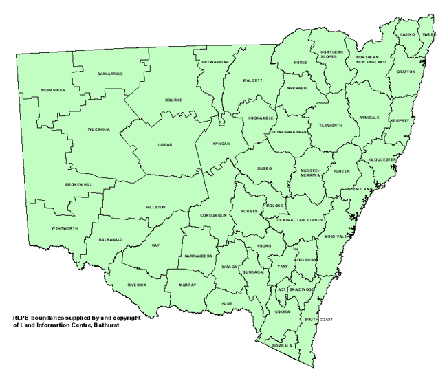 Map showing areas of NSW suffering drought conditions as at March 2001