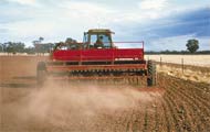 Tractor sowing canola