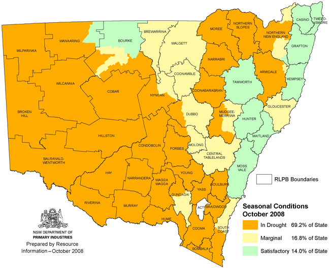 NSW drought map - October 2008