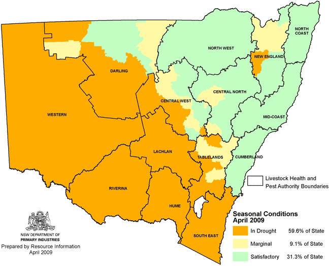 NSW drought map - April 2009