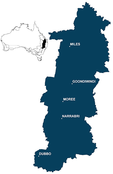 A map showing the locations covered by this region