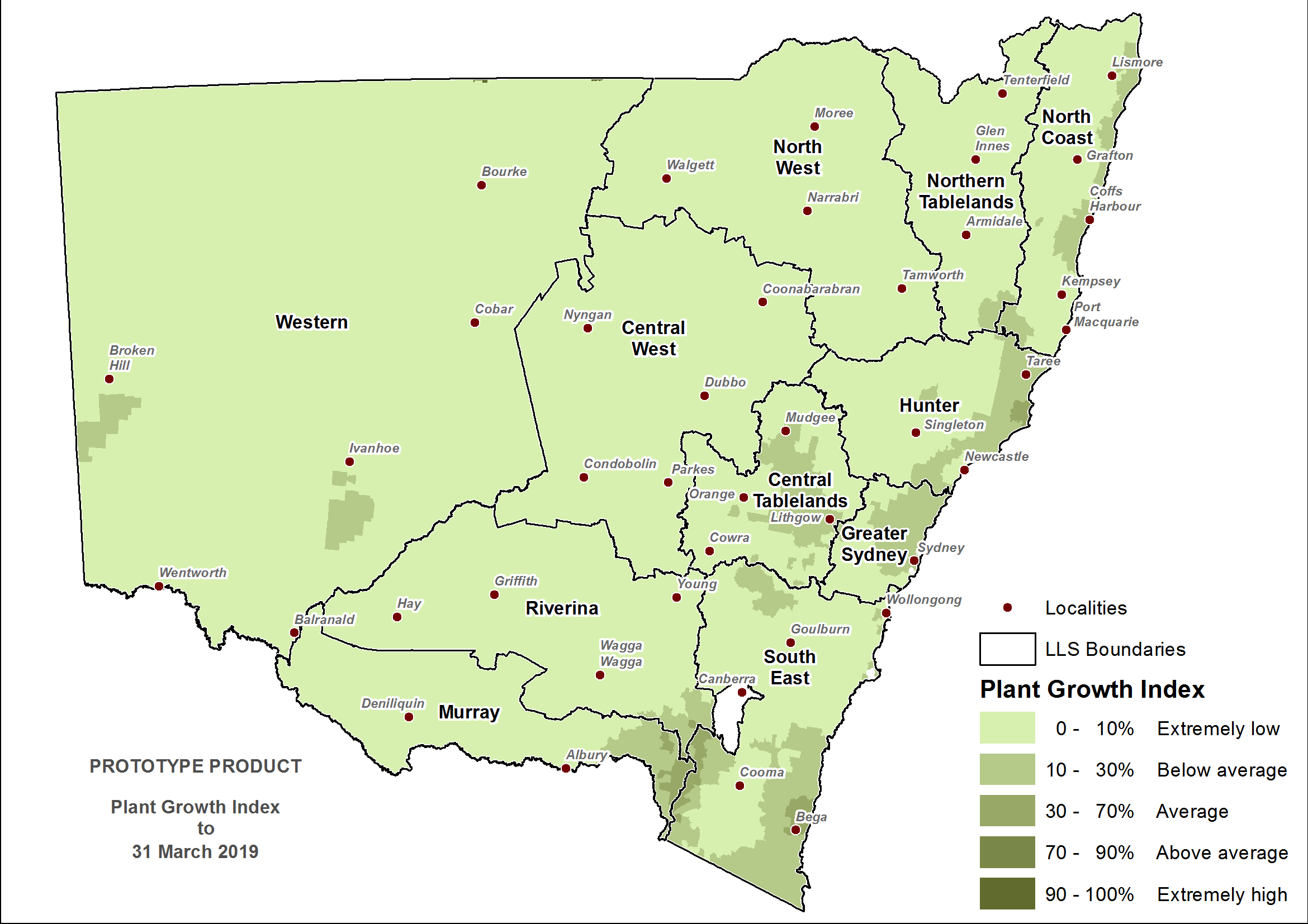 Plant Growth Index (PGI) to 31 March February 2019 - For an accessible explanation of this image contact scott.wallace@dpi.nsw.gov.au