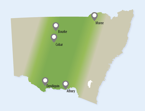 Map of NSW showing regions where anthrax as occurred in the past