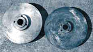 Photo of worn pump impellers