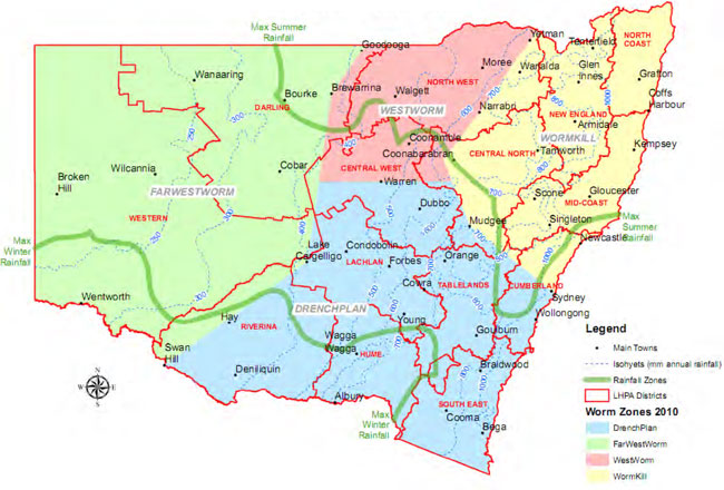 Sheep worm zones in NSW