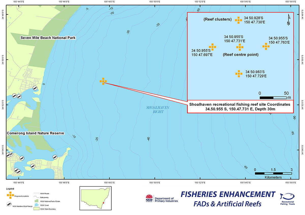 Map of Shoalhaven Offshore Artificial Reef