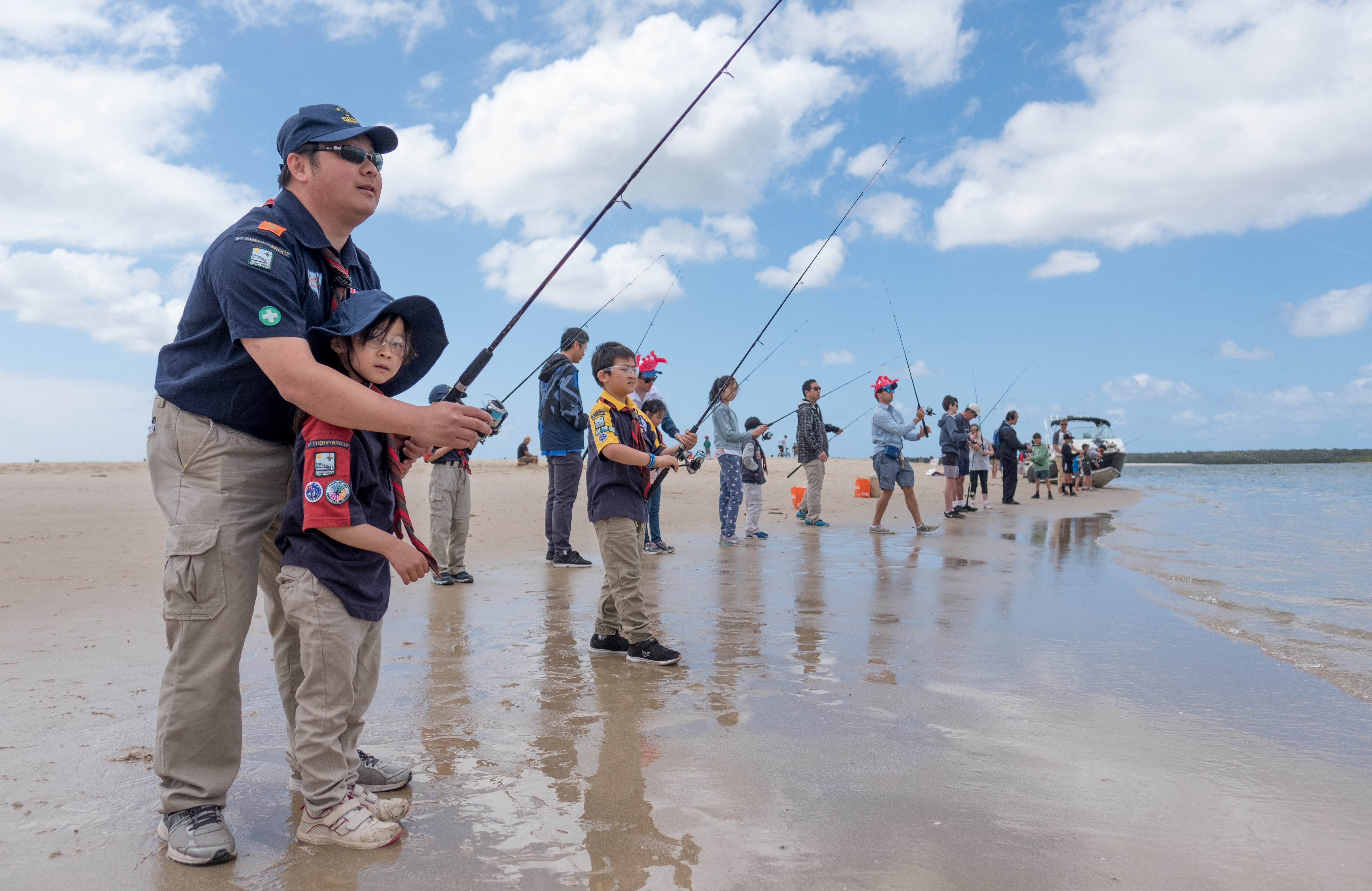 young fishers beach fishing at Gone Fishing Day, please credit NSW DPI