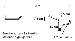 A catching hook made from 8-gauge wire (diagram not to scale)