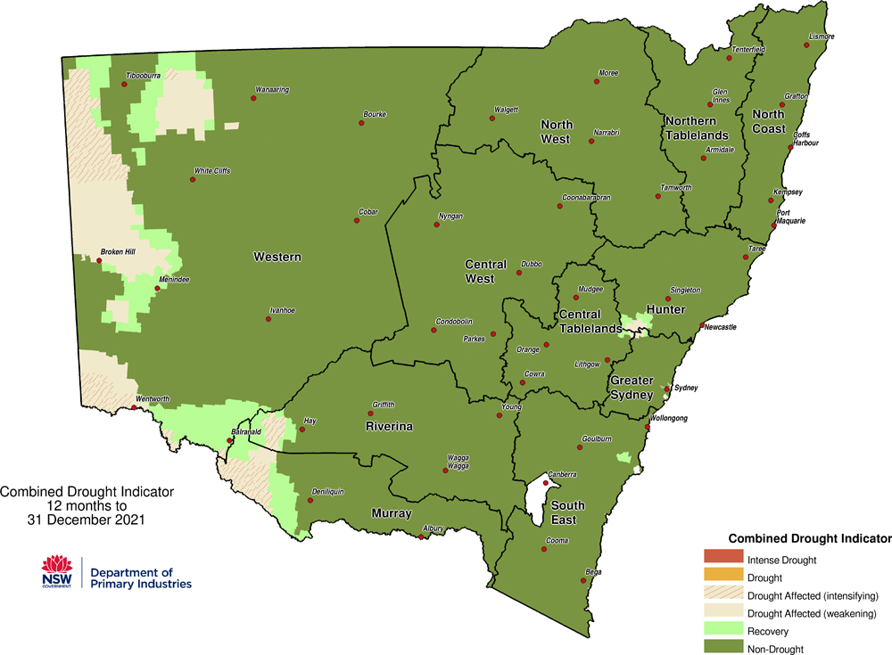Figure 1. Verified NSW Combined Drought Indicator to 31 December 2021