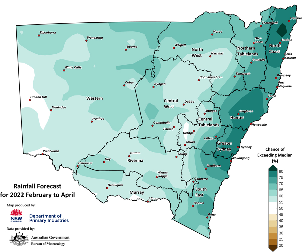 Figure 26. Seasonal rainfall outlook for NSW issued on 3 February 2022