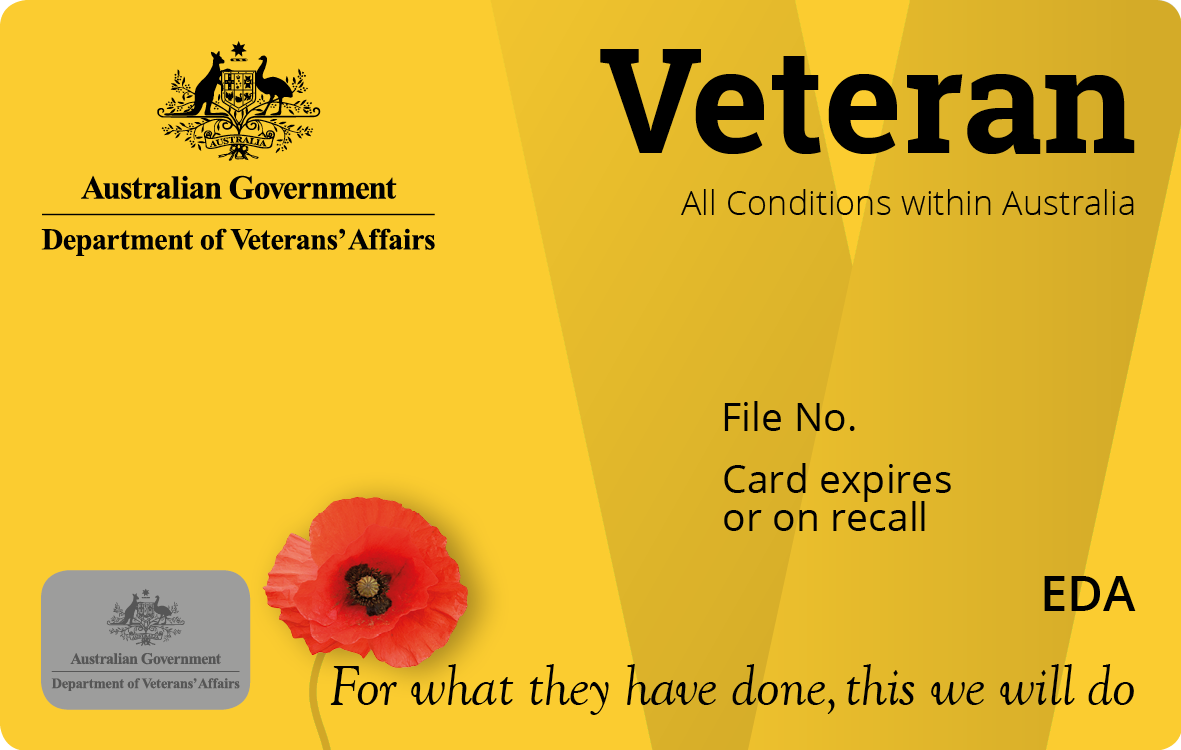Commonwealth Dept. of Veterans' Affairs Gold Treatment Card (EDA)