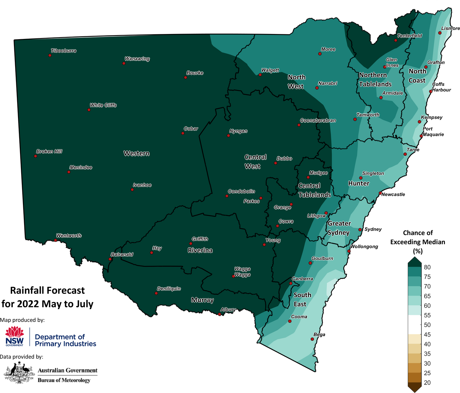 Figure 26. Seasonal rainfall outlook for NSW issued on 28 April 2022