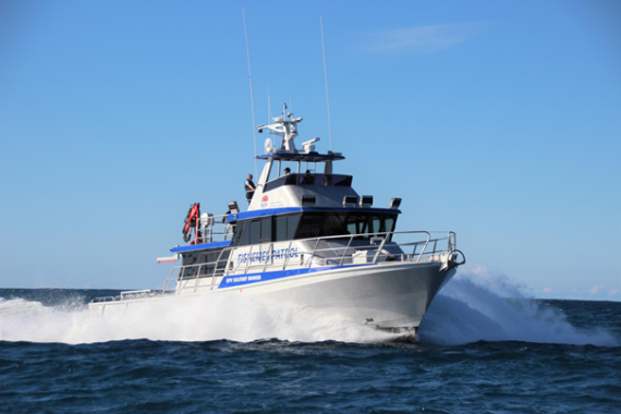 Fisheries patrol vessel ‘Solitary Ranger’ under power offshore from Coffs Harbour