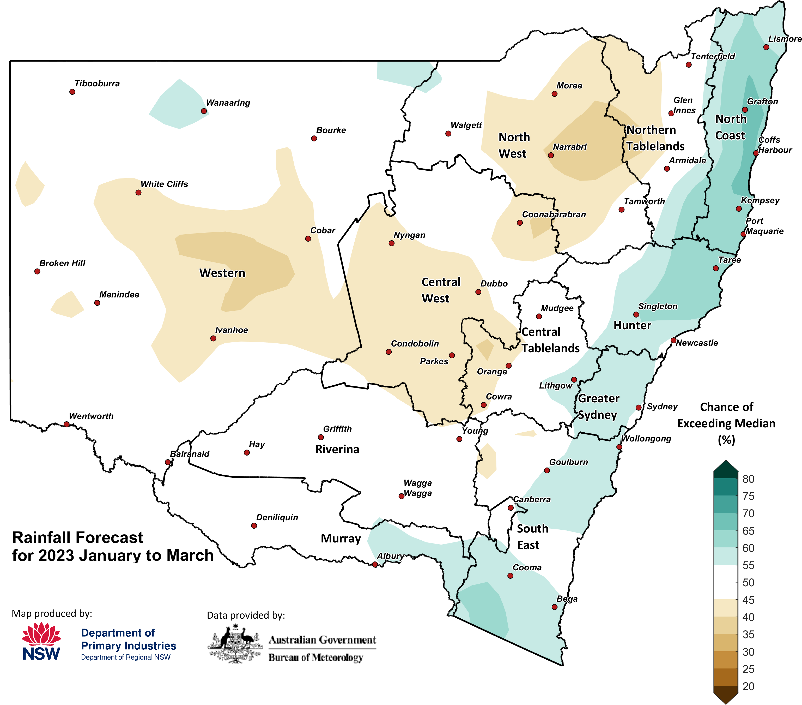 Figure 26. Seasonal rainfall outlook for NSW issued on 8 December 2022