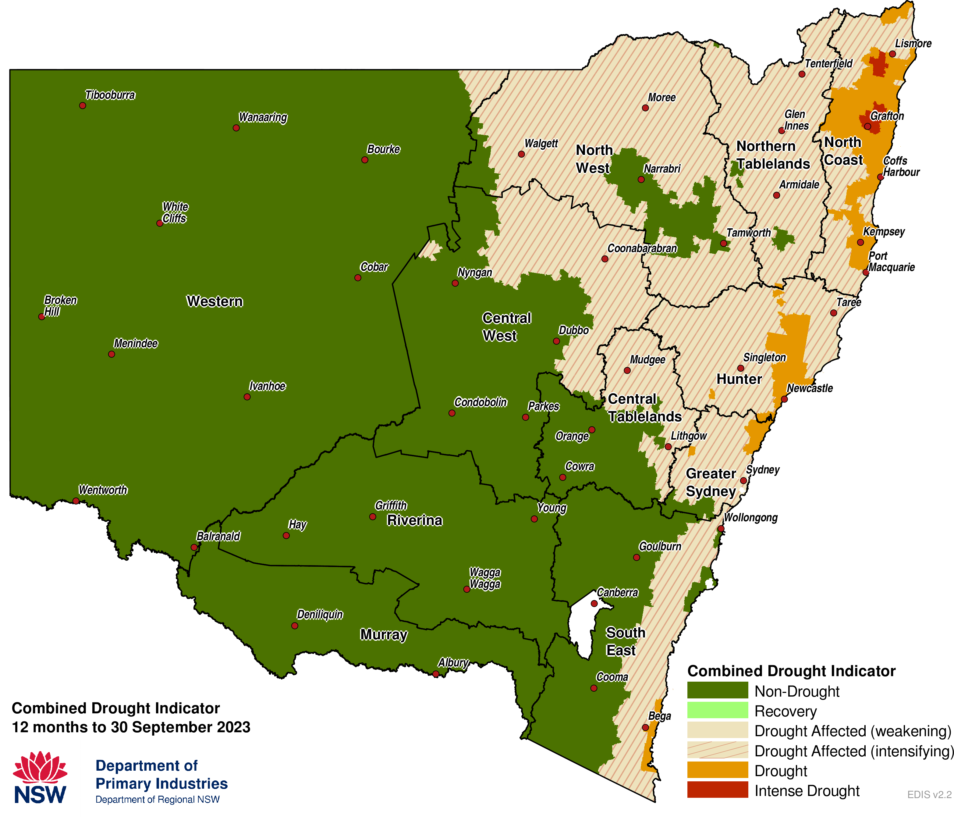 Figure 1. Verified NSW Combined Drought Indicator to 30 September 2023