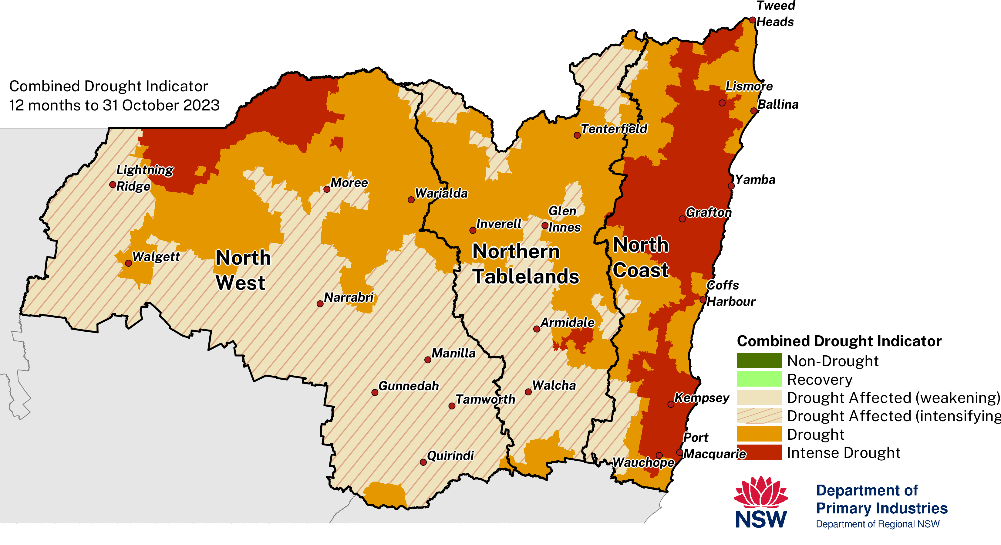 Figure 24. Combined Drought Indicator for the North West, Northern Tableland and North Coast regions 