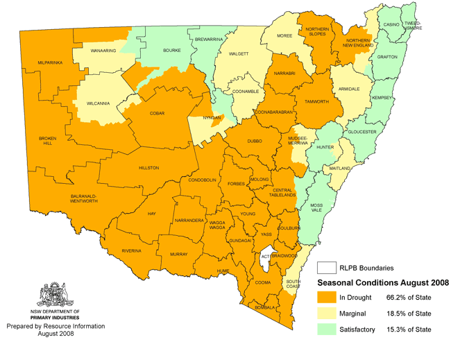 NSW drought map August 2008