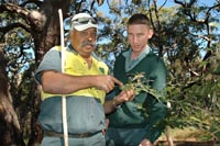 Aboriginal cultural heritage officer Richard Kelly with North East Region Casino ecologist Ken McCray