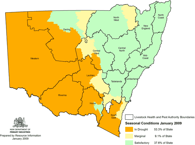 NSW drought map - January 2009